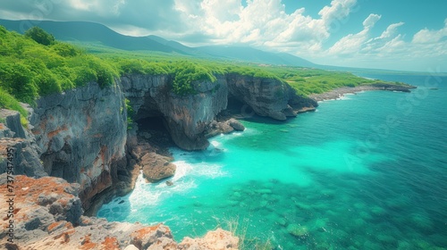 a large body of water next to a lush green hillside covered in lush green trees and a lush green hillside on the other side of the ocean.