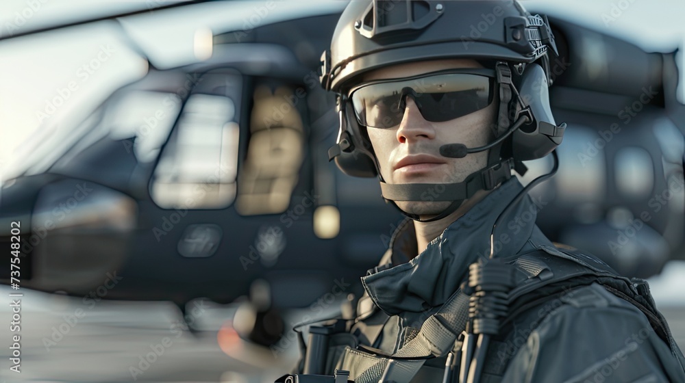 The officer or soldier is wearing the appropriate military uniform and appears focused and professional. The attention to detail in their uniforms and poses adds authenticity.