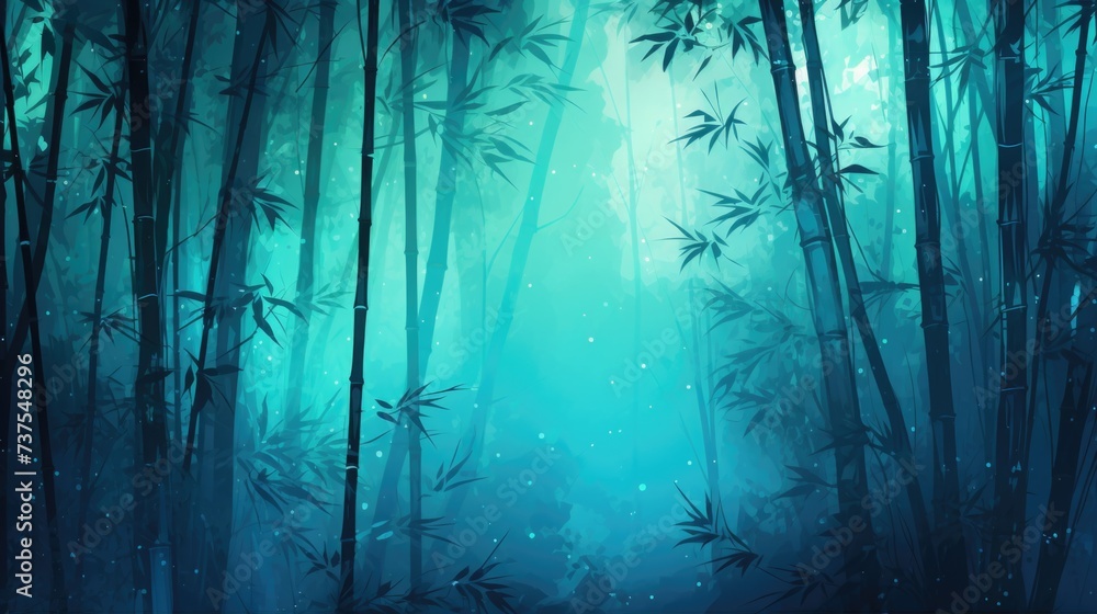 Obraz premium Background with bamboo forest in Turquoise color.