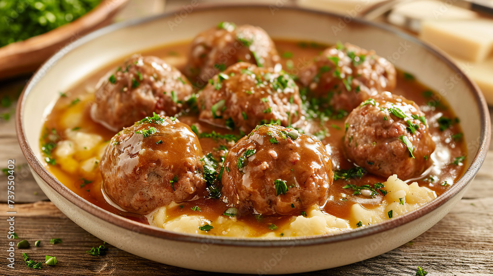 Königsberger Klopse in Caper Sauce - German Meatballs Image Königsberger Klopse in Caper Sauce - German Meatballs Image