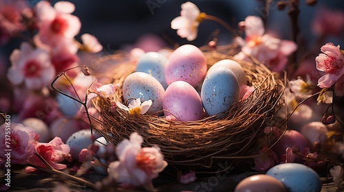 Easter Eggs in the nest warm colors