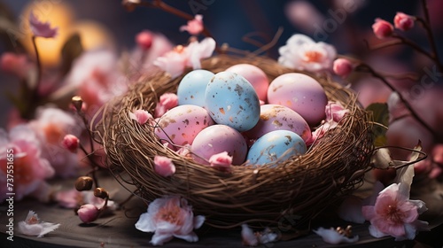 Easter Eggs in the nest warm colors