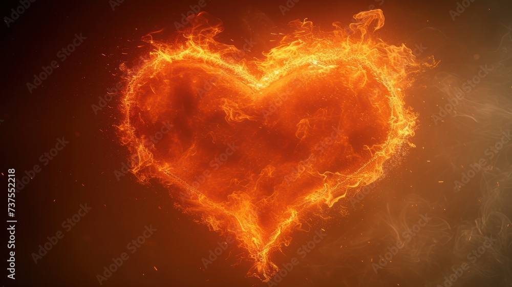 a heart shaped object is shown in the middle of a dark background with red and yellow smoke coming out of it. a heart shaped object is shown in the middle of a dark background with red and yellow smoke coming out of it.