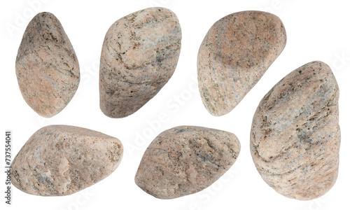 Macro – River stone collection  isolated on  transparent background, (high resolution)