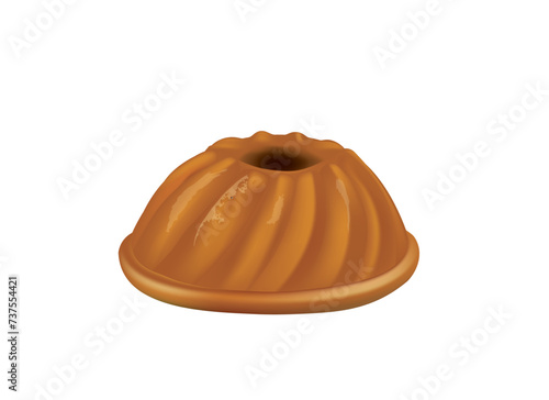 Bundt cake on white background, vector
