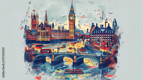 illustration london City travel map