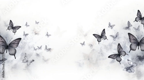 Background with butterflies in Gray color. photo