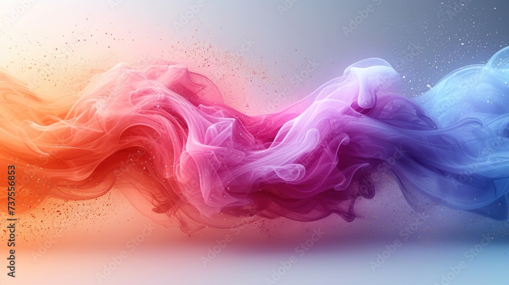 a colorful cloud of smoke on a blue, pink, orange, and white background with space for the text.