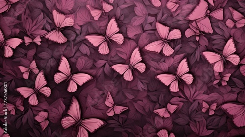 Background with butterflies in Rosewood color