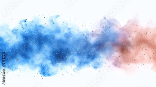 a blue and a red cloud of smoke on a white background with space for text or a picture to put on a t - shirt. photo