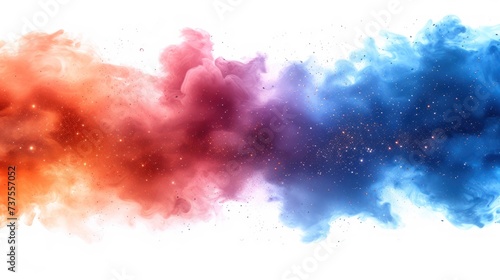 a multicolored cloud of smoke on a white background with a white space in the middle of the image.