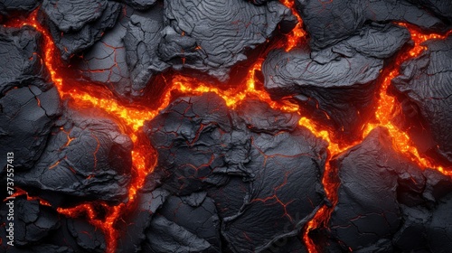 a close up of a lava texture with red and yellow flames coming out of the cracks in the middle of it.