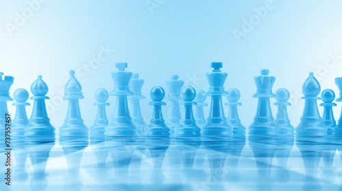 Background with chess pieces in Azure color