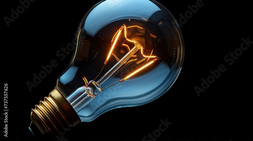 a close up of a light bulb on a black background with the light coming from the top of the bulb.