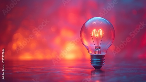 a light bulb with a mcdonald's logo on it sitting on a table in front of a red and blue background. photo