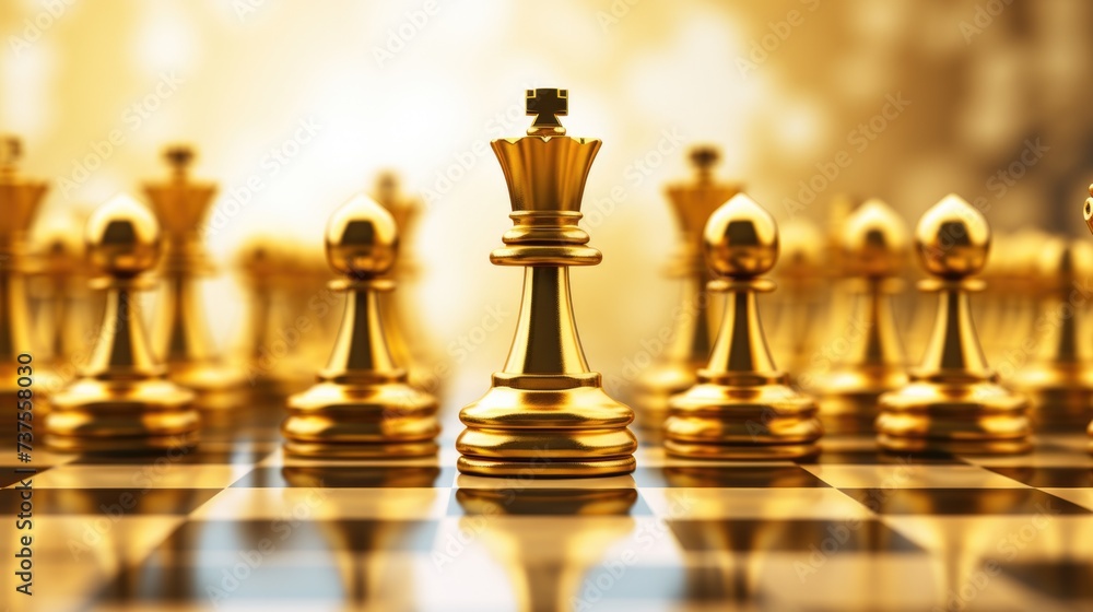 Background with chess pieces in Gold color Background with chess pieces in Gold color
