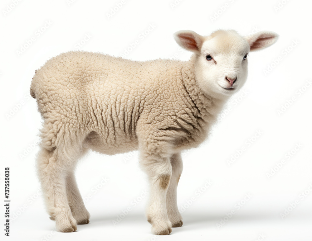 A close-up image capturing a young, white lamb with a soft, woolly coat. The lamb’s innocent gaze and the gentle lighting evoke a sense of calm and purity. A close-up image capturing a young, white lamb with a soft, woolly coat. The lamb’s innocent gaze and the gentle lighting evoke a sense of calm and purity.