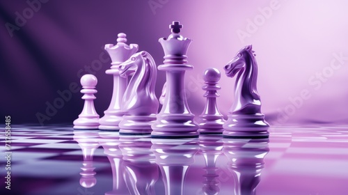Background with chess pieces in Purple color.