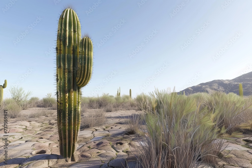 A Large Cactus Standing in the Middle of a Desert