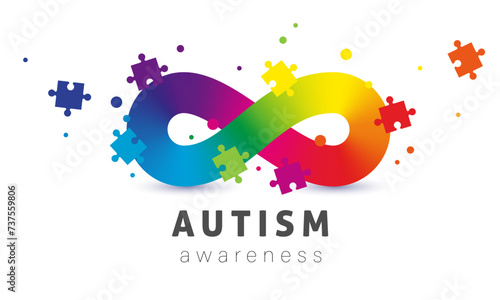 Autistic Pride Day. Colorful rainbow infinity. Autism awareness symbol. Infinity sign color spectrum. Rainbow gradient in the shape of the infinity sign. Neurodiversity Symbol