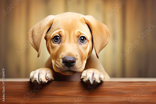 Labrador puppy with bright eyes and floppy ears cap