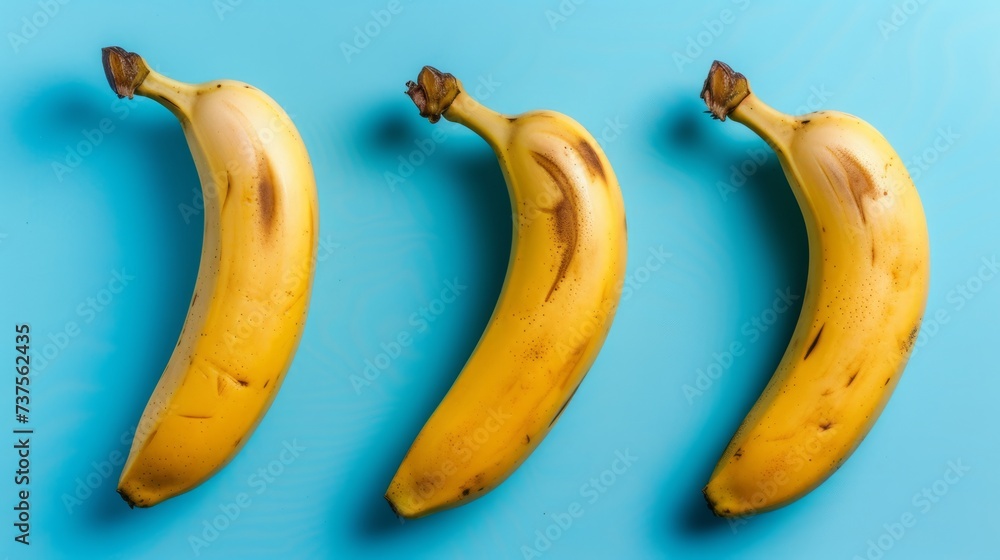 ripe bananas on blue background generative ai ripe bananas on blue background generative ai