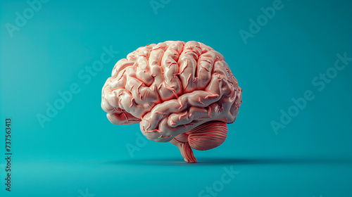 3d rendered illustration of human brain on a blue background 