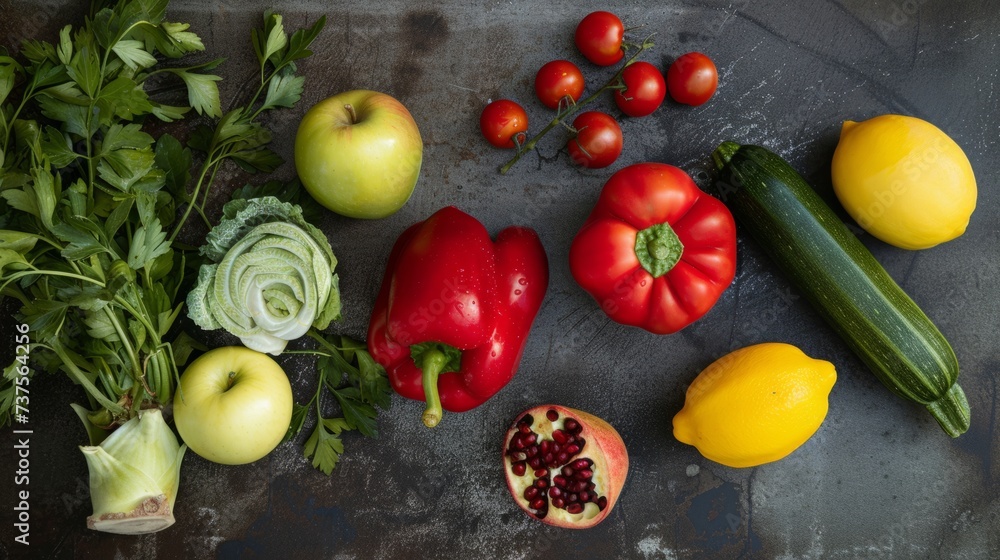 vegetables and fruits on a table generative ai vegetables and fruits on a table generative ai