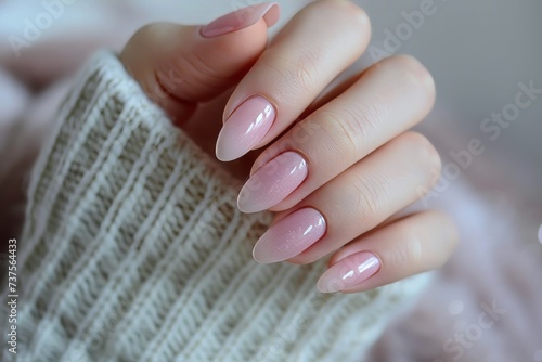 Womans Hand With Pink Manicure