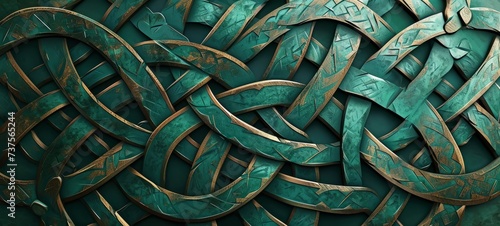 Celtic Knot Patterns in emerald color. Mythology Celtic Knot Patterns in emerald color wallpaper banner wallpaper texture. Celtic symbols. Celtic runes photo