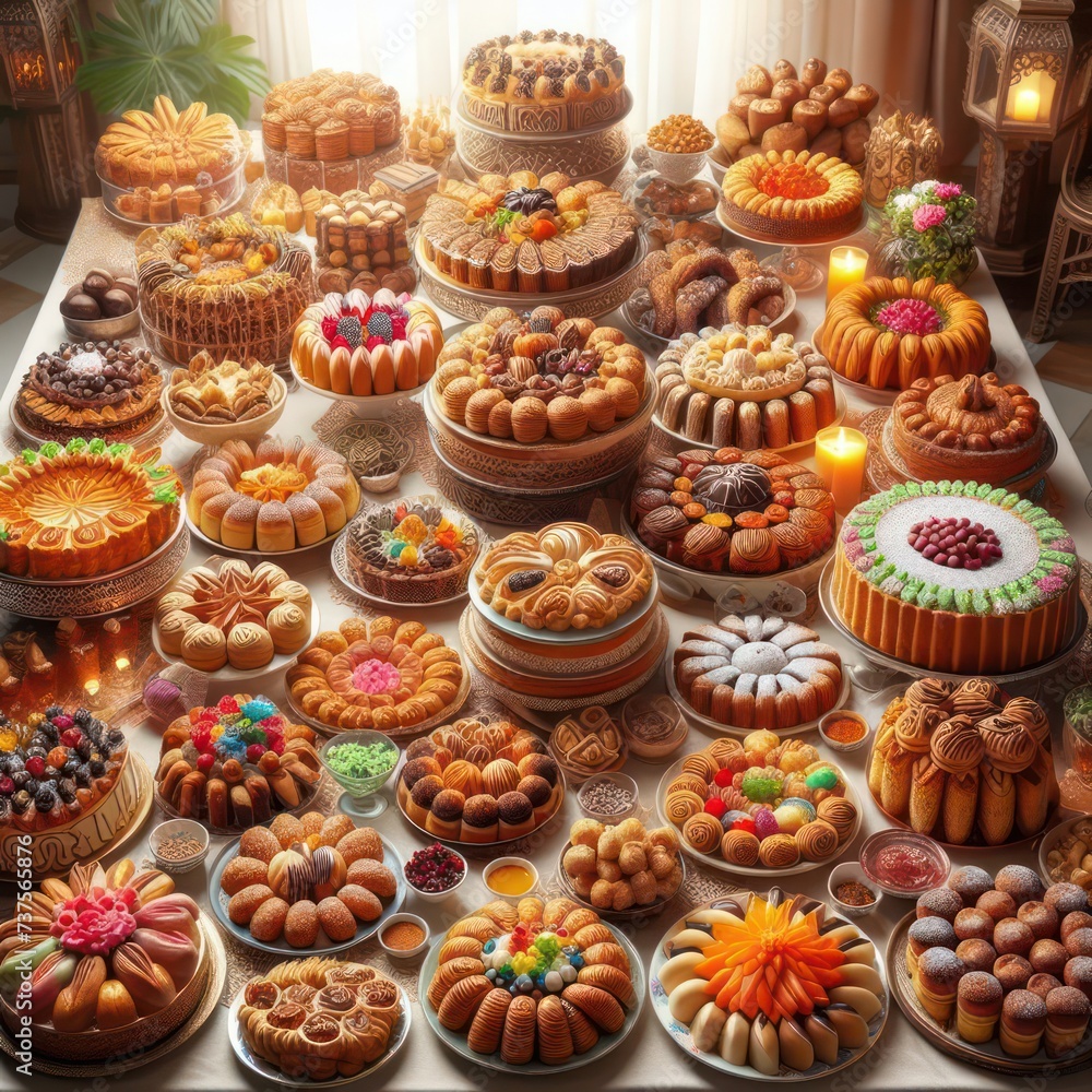 Fototapeta premium The Delight of Cookies: Variety of Eid al-Fitr Treats to Tempt Your Taste Buds