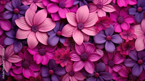 Background with different flowers in Fuschia color.