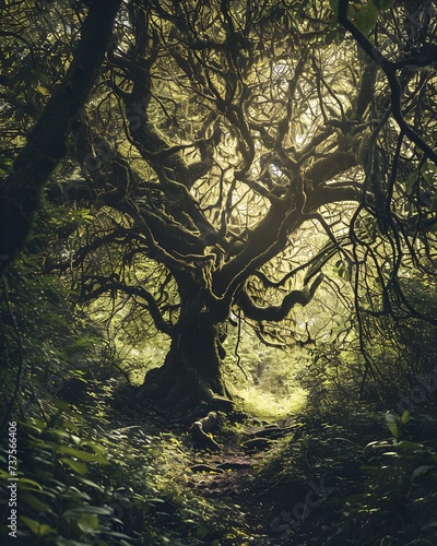 a large tree in the middle of a forest