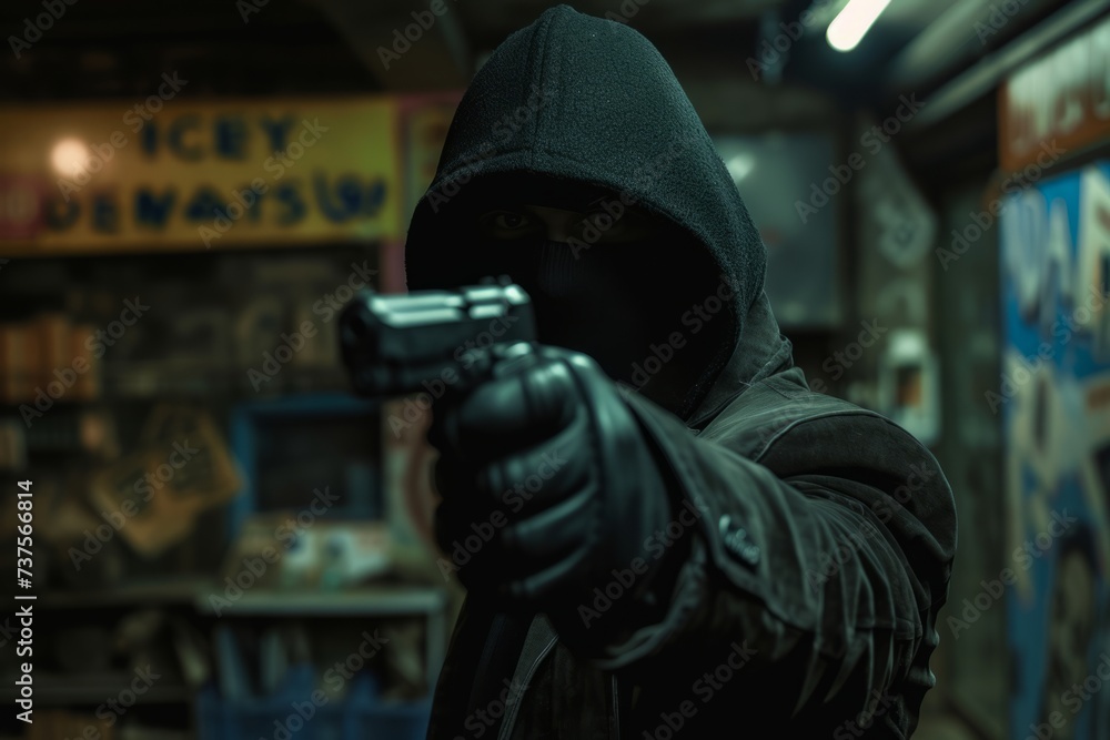 Man in Black Hoodie Holding Gun Man in Black Hoodie Holding Gun