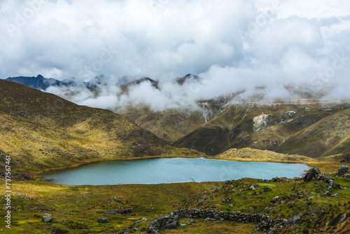 Lagoon in the snowy Huaytapallana, Huancayo Peru photo