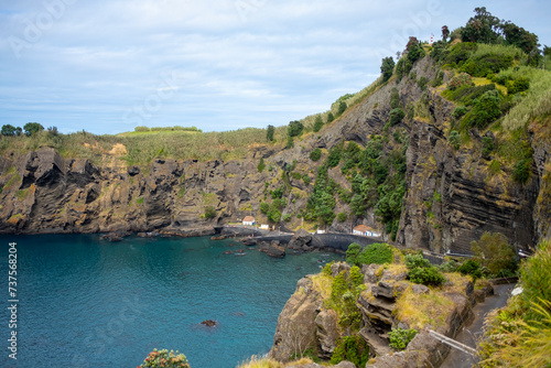A beautiful bay in the village of Capelas. Sao Miguel Island, Azores, Portugal. photo