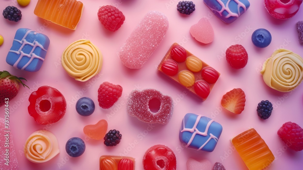 colorful sweets, sweets composition generative ai colorful sweets, sweets composition generative ai