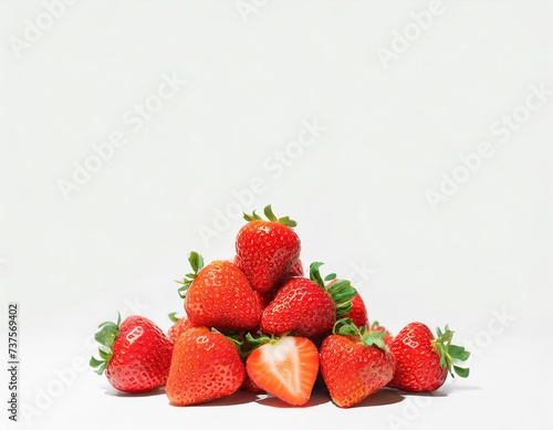 just strawberries  isolated on a white background  healthy food concept  vertical photo of freshly harvested organic fruits copy space  banner  advertisement  invitation  discount offer