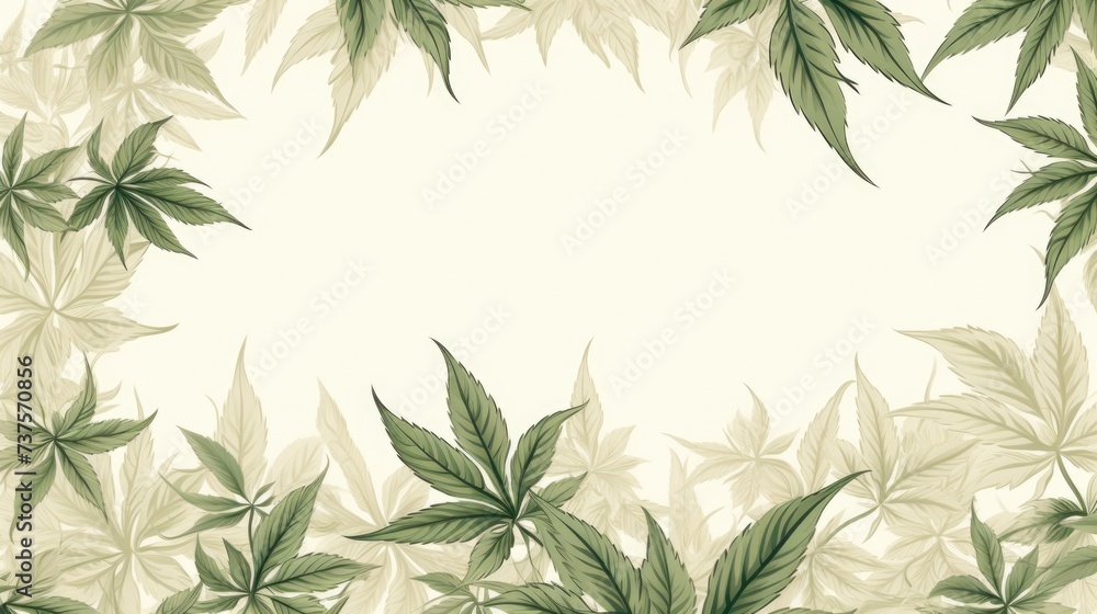 Background with Ivory marijuana leaves