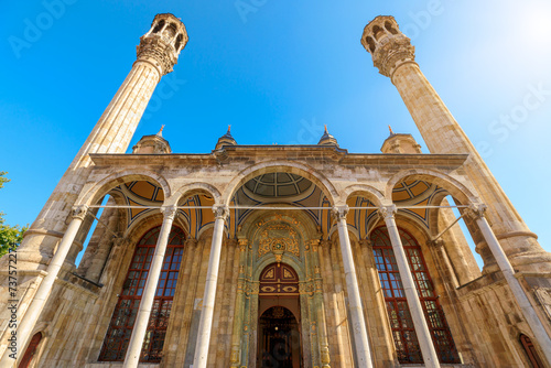 Aziziye Camii Mosque, intricate details and design, testament to Konya cultural richness and spiritual heritage. Visitors are drawn to its unique ambiance, making it must-visit destination in Turkey. photo