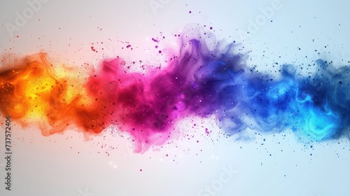 a multicolored cloud of smoke on a white background with a blue sky in the background and a red, orange, yellow, and blue cloud of smoke in the middle.