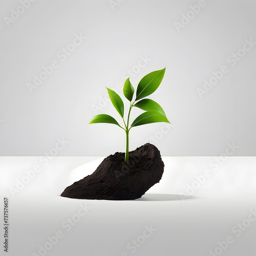 career development, minimalism, plant in the ground in the office, development concept