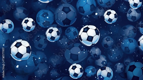 Background with soccer balls in Indigo color