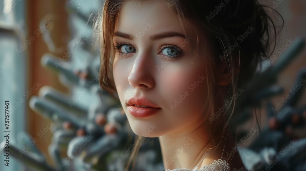 Fototapeta premium the femininity and delicate beauty of a woman, generative ai