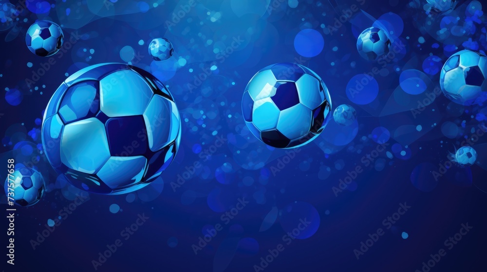 Naklejka premium Background with soccer balls in Sapphire color.