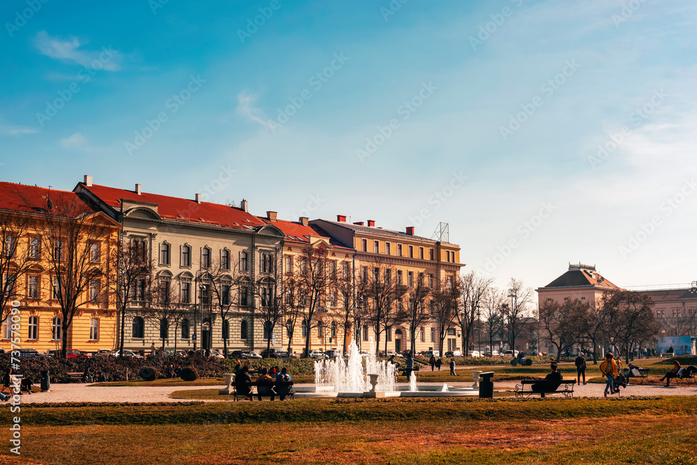King Tomislav park in front of central railway station, Zagreb, Croatia
