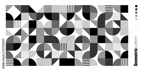 Geometric trendy pattern. Modern background with simple elements. Retro texture with basic geometric shapes. Print design, minimalist poster cover. Vector illustration.