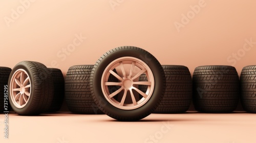 Cream background with car tires