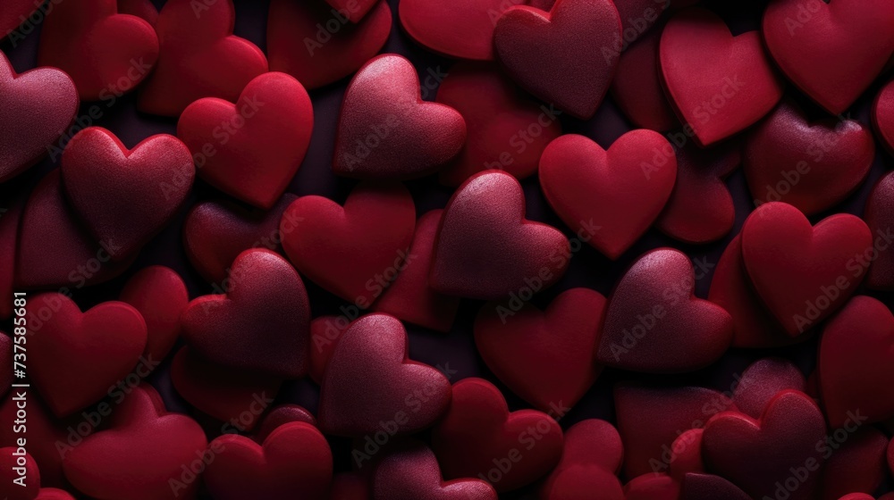  Crimson Color Hearts as a background