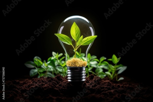 Light Bulb With a Plant Inside Generative AI